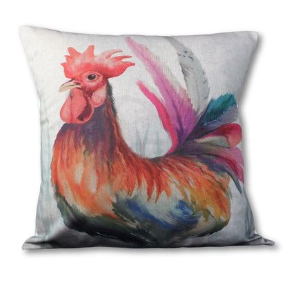 Cockerel Cushion Cover , Rooster Pillow Cover ,Country Creatures Animal Linen-Look Pillow Cover , Cushion Cover UK - CushionCoverAndDecor