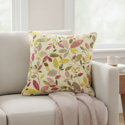 Floral Leaf Molveno Chintz Pink Cushion Cover