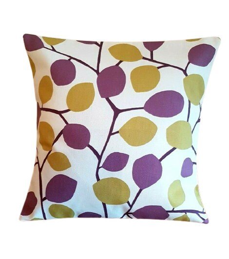 Cushion Cover 10" 12" 14" 16" 17" 18" 20" 22" 24" 26" Clarke & Clarke Nissa Heathe Purple Mustard Leaves Design 100% Cotton Handmade - CushionCoverAndDecor