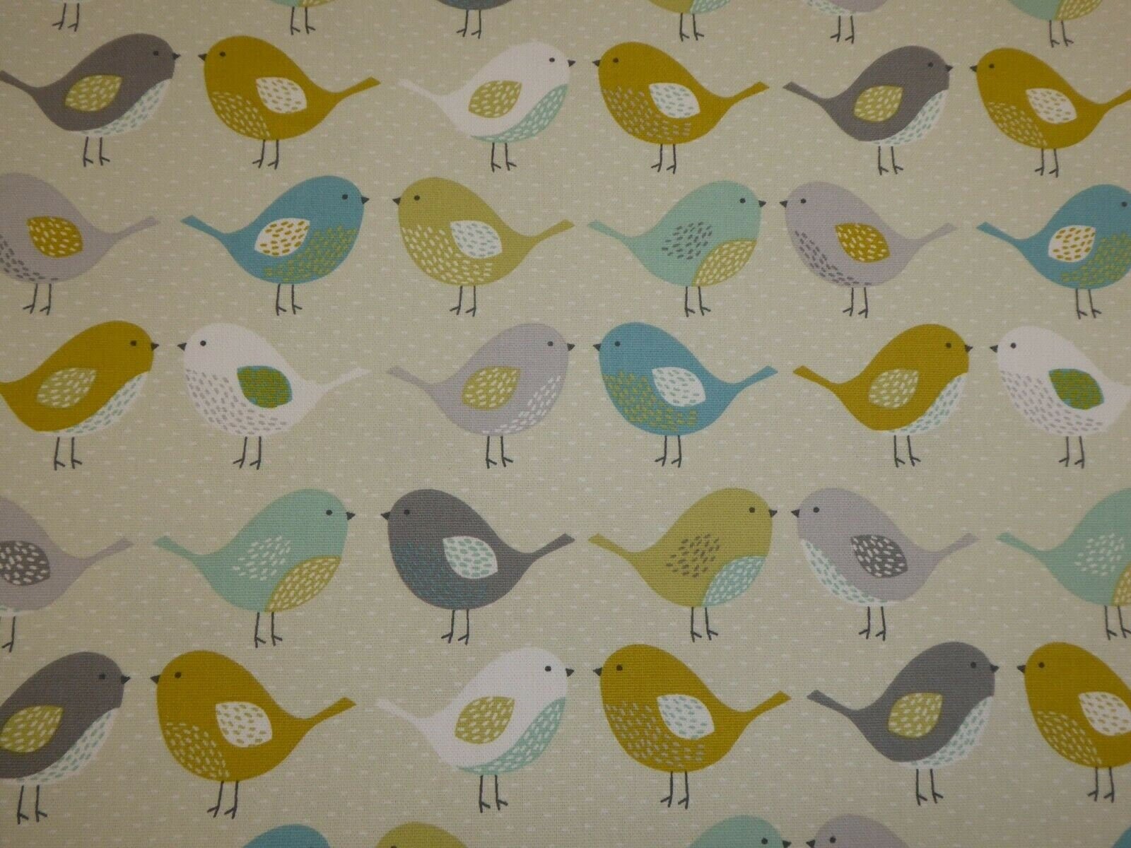 Cushion Cover 10" 12" 14" 16" 17" 18" 20" 22" 24" 26" Fryetts Ochre Blue Grey Bird Design 100% Cotton Handmade - CushionCoverAndDecor