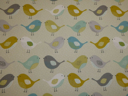 Cushion Cover 10" 12" 14" 16" 17" 18" 20" 22" 24" 26" Fryetts Ochre Blue Grey Bird Design 100% Cotton Handmade - CushionCoverAndDecor