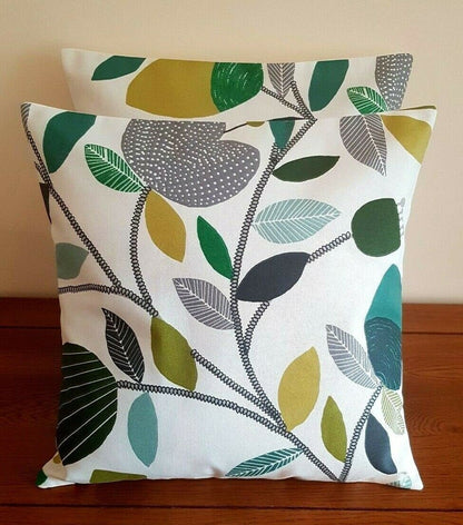 Cushion Cover 10" 12" 14" 16" 17" 18" 20" 22" 24" 26" iLiv Pomegranate Trail Kiwi Green Floral Design Handmade 100% Cotton - CushionCoverAndDecor