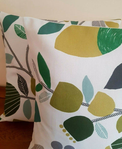 Cushion Cover 10" 12" 14" 16" 17" 18" 20" 22" 24" 26" iLiv Pomegranate Trail Kiwi Green Floral Design Handmade 100% Cotton - CushionCoverAndDecor