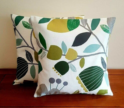 Cushion Cover 10" 12" 14" 16" 17" 18" 20" 22" 24" 26" iLiv Pomegranate Trail Kiwi Green Floral Design Handmade 100% Cotton - CushionCoverAndDecor