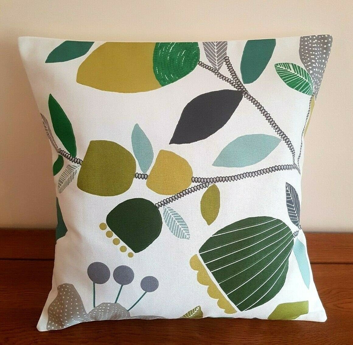 Cushion Cover 10" 12" 14" 16" 17" 18" 20" 22" 24" 26" iLiv Pomegranate Trail Kiwi Green Floral Design Handmade 100% Cotton - CushionCoverAndDecor