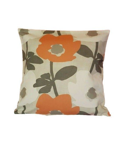 Cushion Cover 10" 12" 14" 16" 17" 18" 20" 22" 24" 26" Mango Orange Grey Floral Design Handmade 100% Cotton - CushionCoverAndDecor