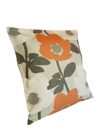 Cushion Cover 10" 12" 14" 16" 17" 18" 20" 22" 24" 26" Mango Orange Grey Floral Design Handmade 100% Cotton - CushionCoverAndDecor