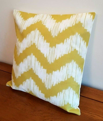 Cushion Cover 10" 12" 14" 16" 17" 18" 20" 22" 24" 26" Mustard Yellow Zig Zag Design 100% Cotton Handmade - CushionCoverAndDecor