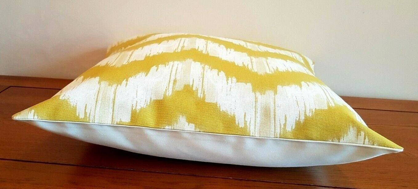 Cushion Cover 10" 12" 14" 16" 17" 18" 20" 22" 24" 26" Mustard Yellow Zig Zag Design 100% Cotton Handmade - CushionCoverAndDecor