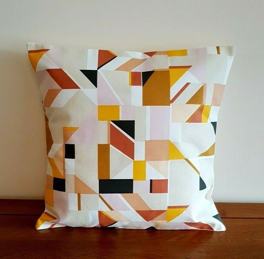 Cushion Cover 10" 12" 14" 16" 17" 18" 20" 22" 24" 26" Prestigious Textiles Orange Pink Yellow Black Geometric Design Handmade 100% Cotton - CushionCoverAndDecor