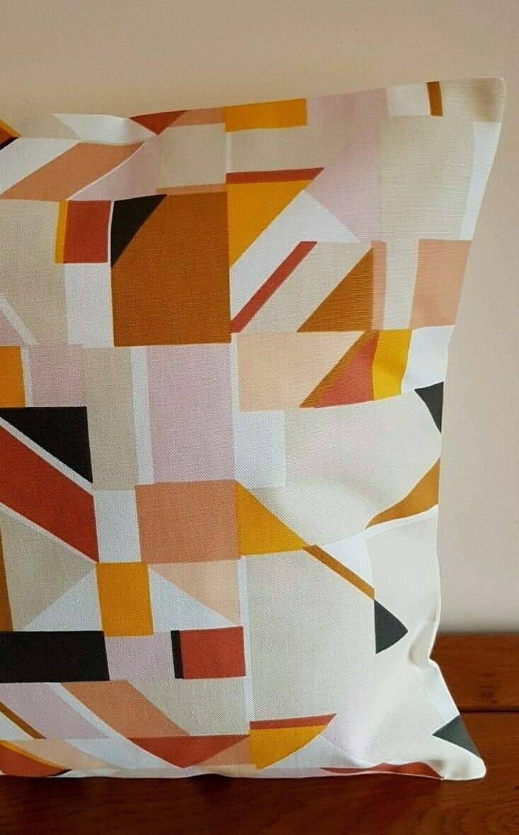 Cushion Cover 10" 12" 14" 16" 17" 18" 20" 22" 24" 26" Prestigious Textiles Orange Pink Yellow Black Geometric Design Handmade 100% Cotton - CushionCoverAndDecor