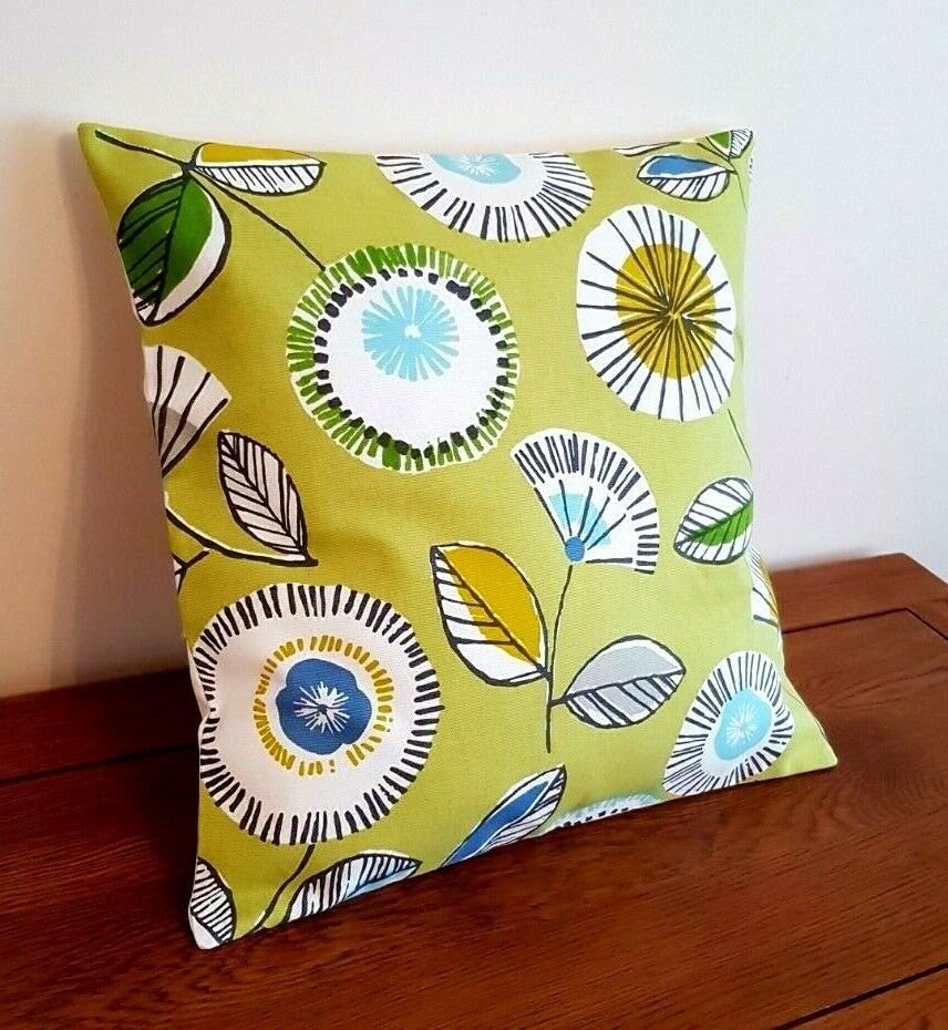 Cushion Cover 10" 12" 14" 16" 17" 18" 20" 22" 24" 26" Prestigious Textiles Sundance Mojito Lime Blue Floral Design Handmade 100% Cotton - CushionCoverAndDecor