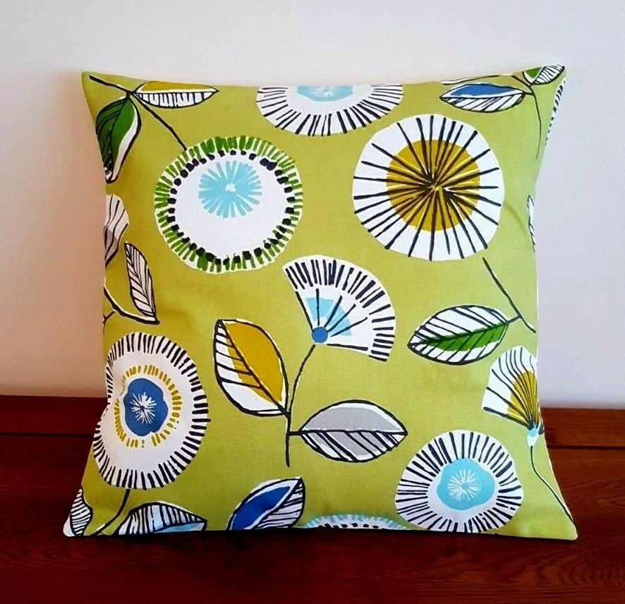 Cushion Cover 10" 12" 14" 16" 17" 18" 20" 22" 24" 26" Prestigious Textiles Sundance Mojito Lime Blue Floral Design Handmade 100% Cotton - CushionCoverAndDecor