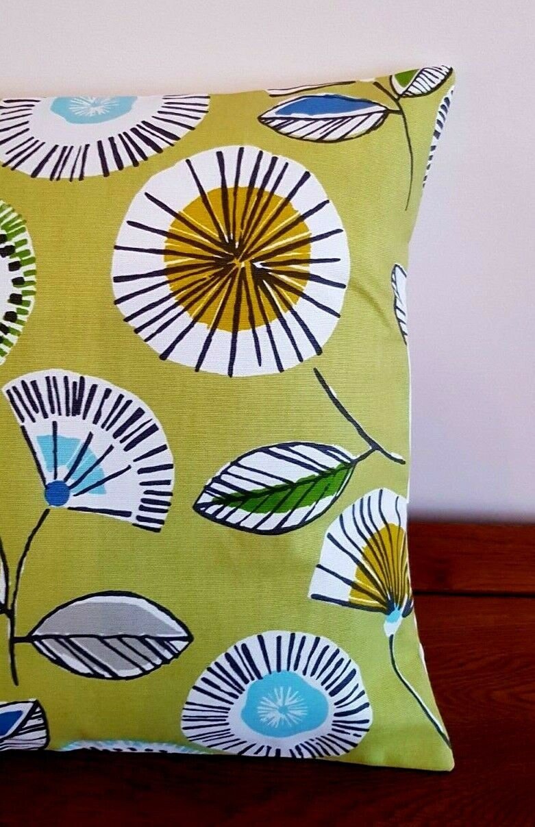 Cushion Cover 10" 12" 14" 16" 17" 18" 20" 22" 24" 26" Prestigious Textiles Sundance Mojito Lime Blue Floral Design Handmade 100% Cotton - CushionCoverAndDecor