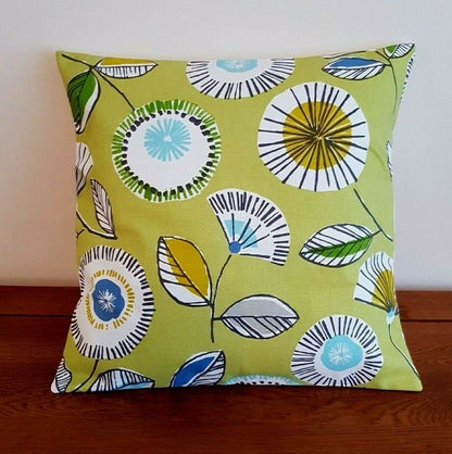 Cushion Cover 10" 12" 14" 16" 17" 18" 20" 22" 24" 26" Prestigious Textiles Sundance Mojito Lime Blue Floral Design Handmade 100% Cotton - CushionCoverAndDecor