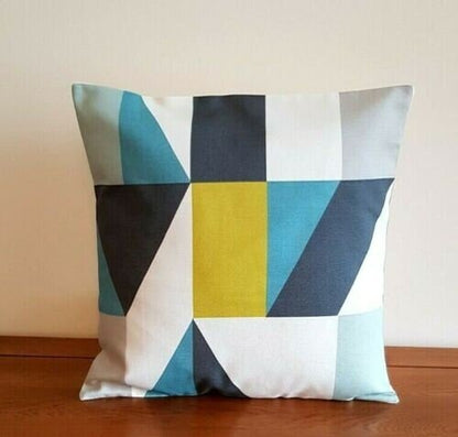 Cushion Cover 10" 12" 14" 16" 17" 18" 20" 22" 24" 26" Scion Nuevo Blue Lime Geometric Design 100% Cotton Handmade - CushionCoverAndDecor