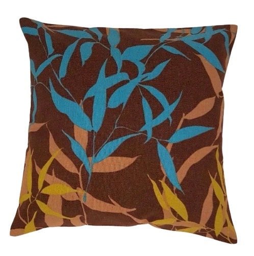 Cushion Cover 10" 12" 14" 16" 17" 18" 22" 24" 24" 26" Prestigious Textiles Brown Teal Leaf Design Handmade 100% Cotton - CushionCoverAndDecor