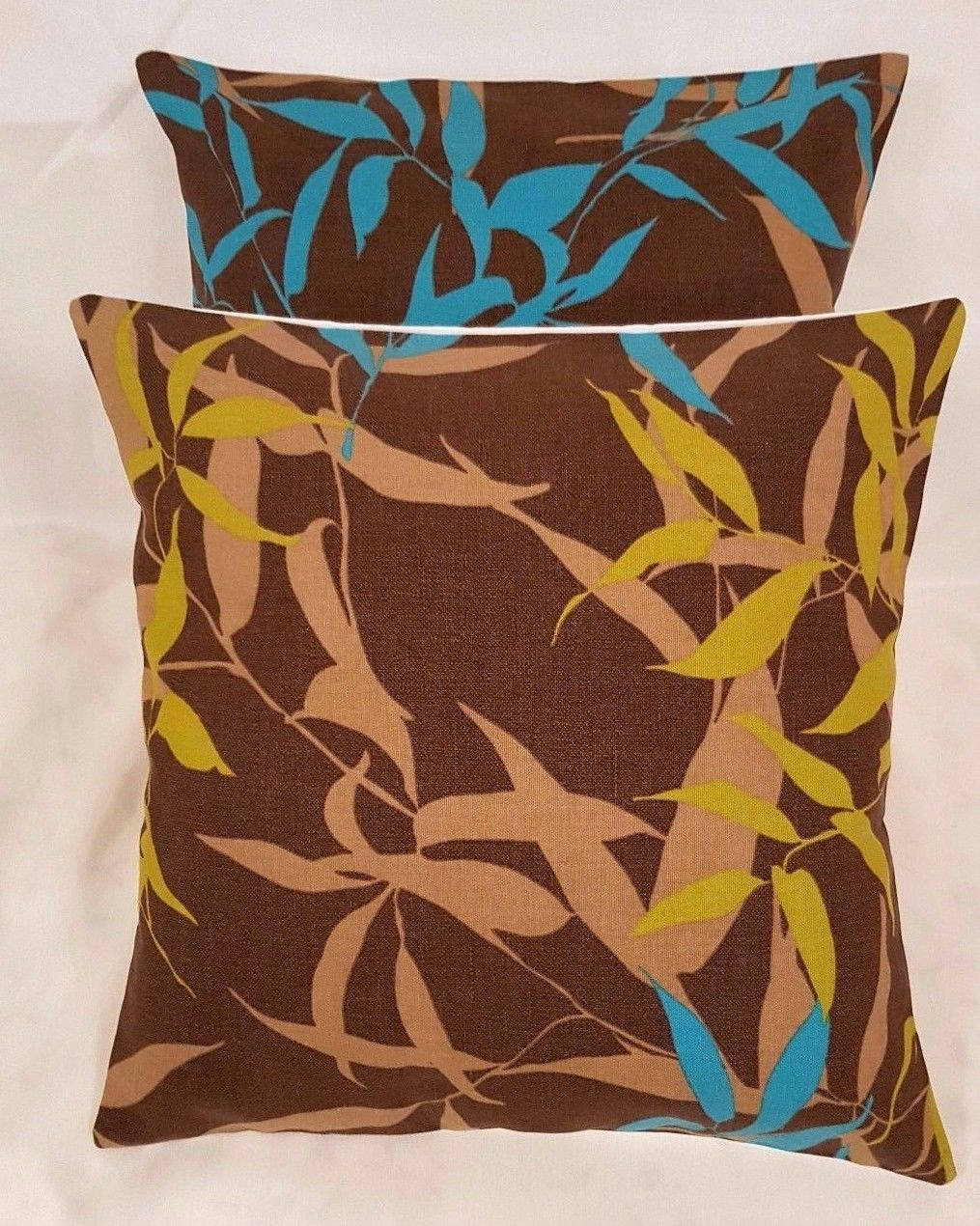 Cushion Cover 10" 12" 14" 16" 17" 18" 22" 24" 24" 26" Prestigious Textiles Brown Teal Leaf Design Handmade 100% Cotton - CushionCoverAndDecor