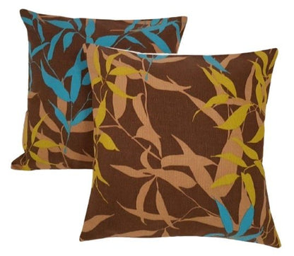 Cushion Cover 10" 12" 14" 16" 17" 18" 22" 24" 24" 26" Prestigious Textiles Brown Teal Leaf Design Handmade 100% Cotton - CushionCoverAndDecor