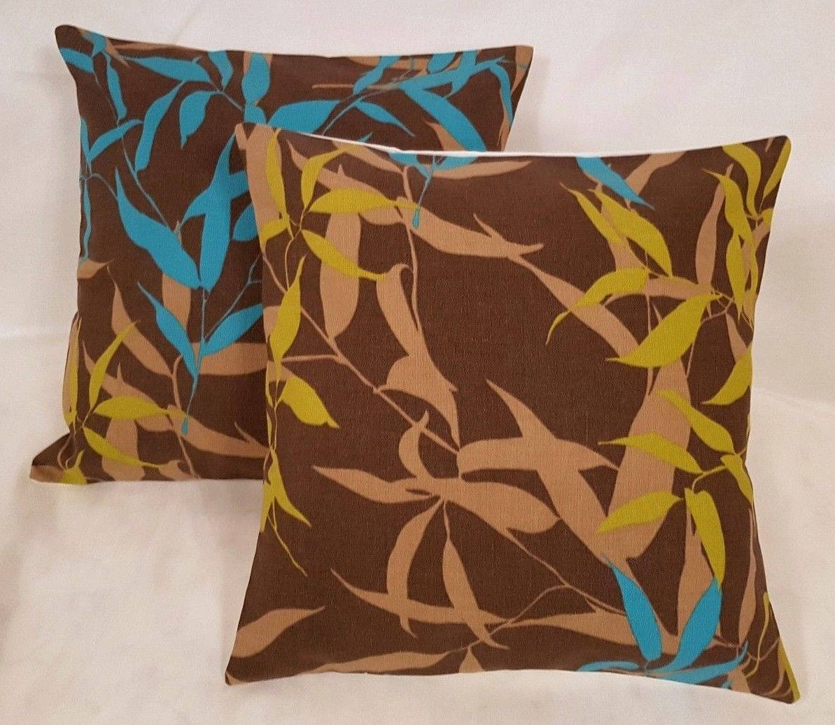 Cushion Cover 10" 12" 14" 16" 17" 18" 22" 24" 24" 26" Prestigious Textiles Brown Teal Leaf Design Handmade 100% Cotton - CushionCoverAndDecor