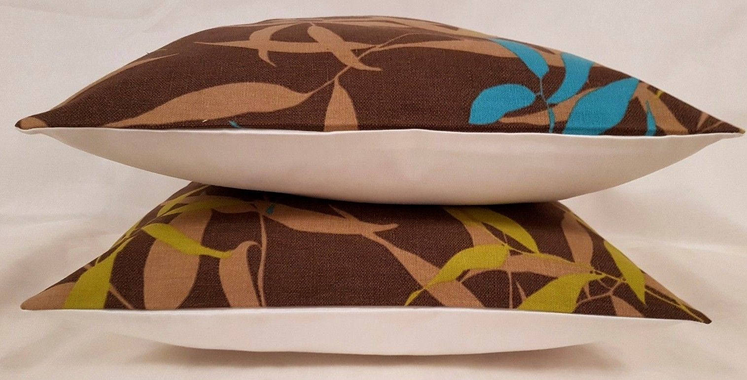 Cushion Cover 10" 12" 14" 16" 17" 18" 22" 24" 24" 26" Prestigious Textiles Brown Teal Leaf Design Handmade 100% Cotton - CushionCoverAndDecor