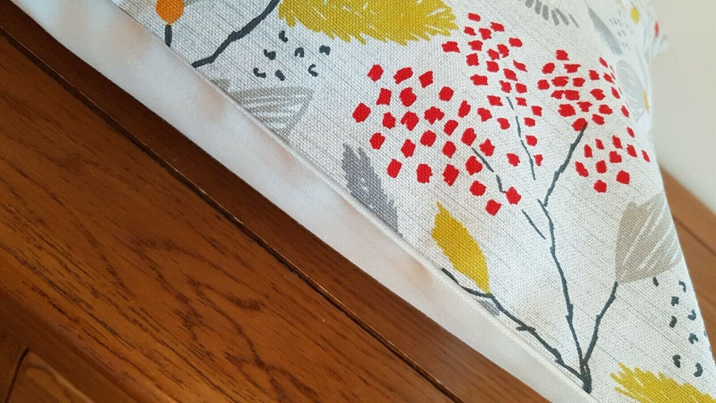 Cushion Cover Ashley Wilde Scandi Trail Grey Red Yellow Floral Design 10" 12" 14" 16" 17" 18" 20" 22" 24" 26" Handmade 100% Cotton - CushionCoverAndDecor