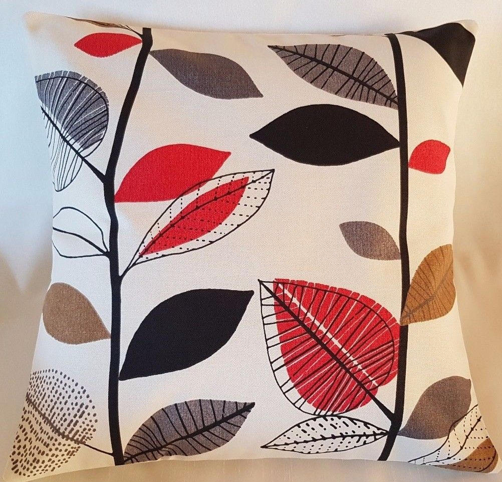 Cushion Cover Autumn Leaves Red Berry Beige Grey Black Design 10" 12" 14" 16" 17" 18" 20" 22" 24" Prestigious Textiles 100% Cotton Handmade - CushionCoverAndDecor