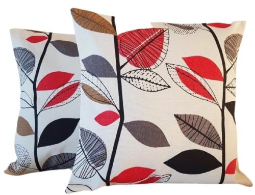 Cushion Cover Autumn Leaves Red Berry Beige Grey Black Design 10" 12" 14" 16" 17" 18" 20" 22" 24" Prestigious Textiles 100% Cotton Handmade - CushionCoverAndDecor