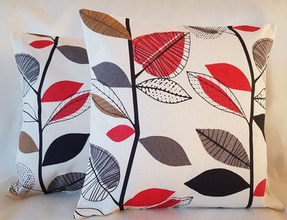 Cushion Cover Autumn Leaves Red Berry Beige Grey Black Design 10" 12" 14" 16" 17" 18" 20" 22" 24" Prestigious Textiles 100% Cotton Handmade - CushionCoverAndDecor