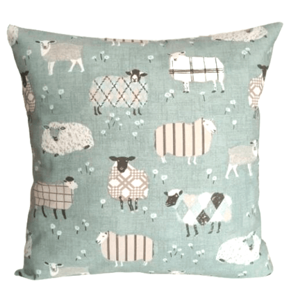 Cushion Cover Baa Baa Sheep Duckegg Blue Design , Easter Cushion Cover 10" 12" 14" 16" 17" 18" 20" 22" 24" 26" Handmade 100% Cotton - CushionCoverAndDecor