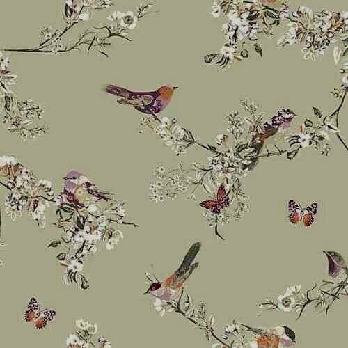 Cushion Cover Beautiful Birds Floral Sage Green Purple Design 10" 12" 14" 16" 17" 18" 20" 22" 24" 26" 100% Cotton Handmade - CushionCoverAndDecor