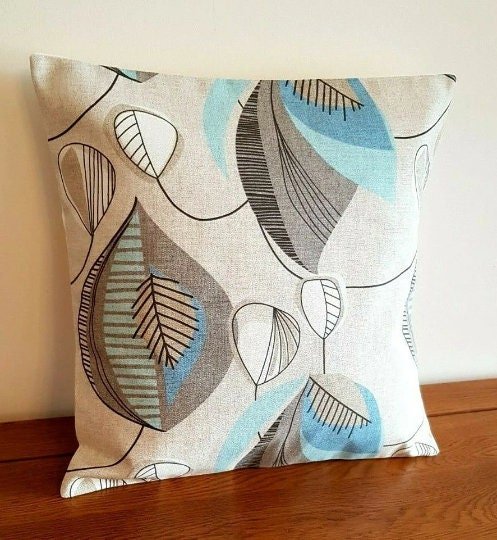 Cushion Cover Beige Blue Minelal Design 10" 12" 14" 16" 17" 18" 20" 22" 24" 26" 100% Cotton Handmade - CushionCoverAndDecor