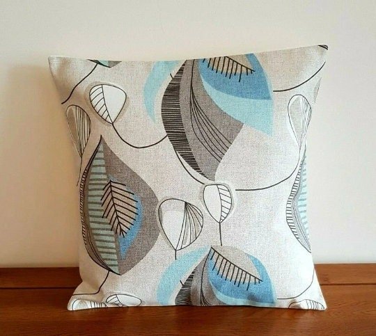 Cushion Cover Beige Blue Minelal Design 10" 12" 14" 16" 17" 18" 20" 22" 24" 26" 100% Cotton Handmade - CushionCoverAndDecor