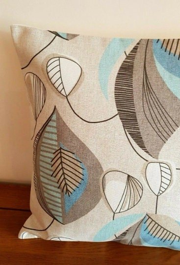 Cushion Cover Beige Blue Minelal Design 10" 12" 14" 16" 17" 18" 20" 22" 24" 26" 100% Cotton Handmade - CushionCoverAndDecor