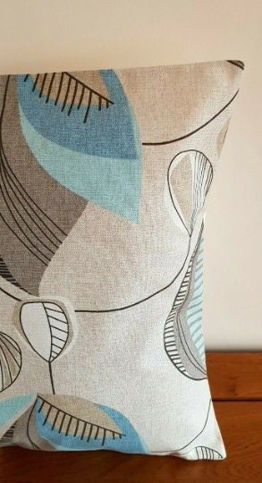 Cushion Cover Beige Blue Minelal Design 10" 12" 14" 16" 17" 18" 20" 22" 24" 26" 100% Cotton Handmade - CushionCoverAndDecor