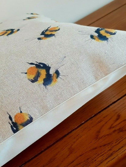 Cushion Cover Beige Yellow Bumblebee Bees Buzzy Bee Linen Cotton Rich Design 10" 12" 14" 16" 17" 18" 20" 22" 24" 26" Handmade - CushionCoverAndDecor