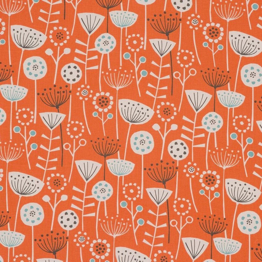 Cushion Cover Bergen Burnt Orange Scandinavian Floral Design 10" 12" 14" 16" 17" 18" 20" 22" 24" 26" Fryetts 100% Cotton Handmade - CushionCoverAndDecor