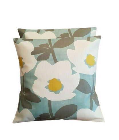 Cushion Cover Bermondsey Duck-Egg Blue Yellow Floral - CushionCoverAndDecor