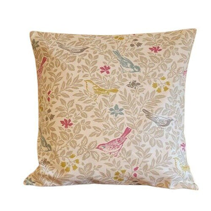 Cushion Cover Bird Song Floral Summer Beige Pink Blue Design 10" 12" 14" 16" 17" 18" 20" 22" 24" 26" Studio G Handmade 100% Cotton - CushionCoverAndDecor