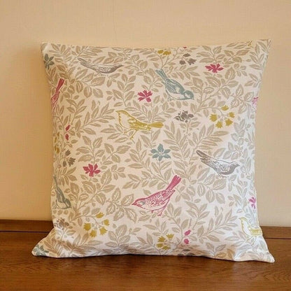 Cushion Cover Bird Song Floral Summer Beige Pink Blue Design 10" 12" 14" 16" 17" 18" 20" 22" 24" 26" Studio G Handmade 100% Cotton - CushionCoverAndDecor