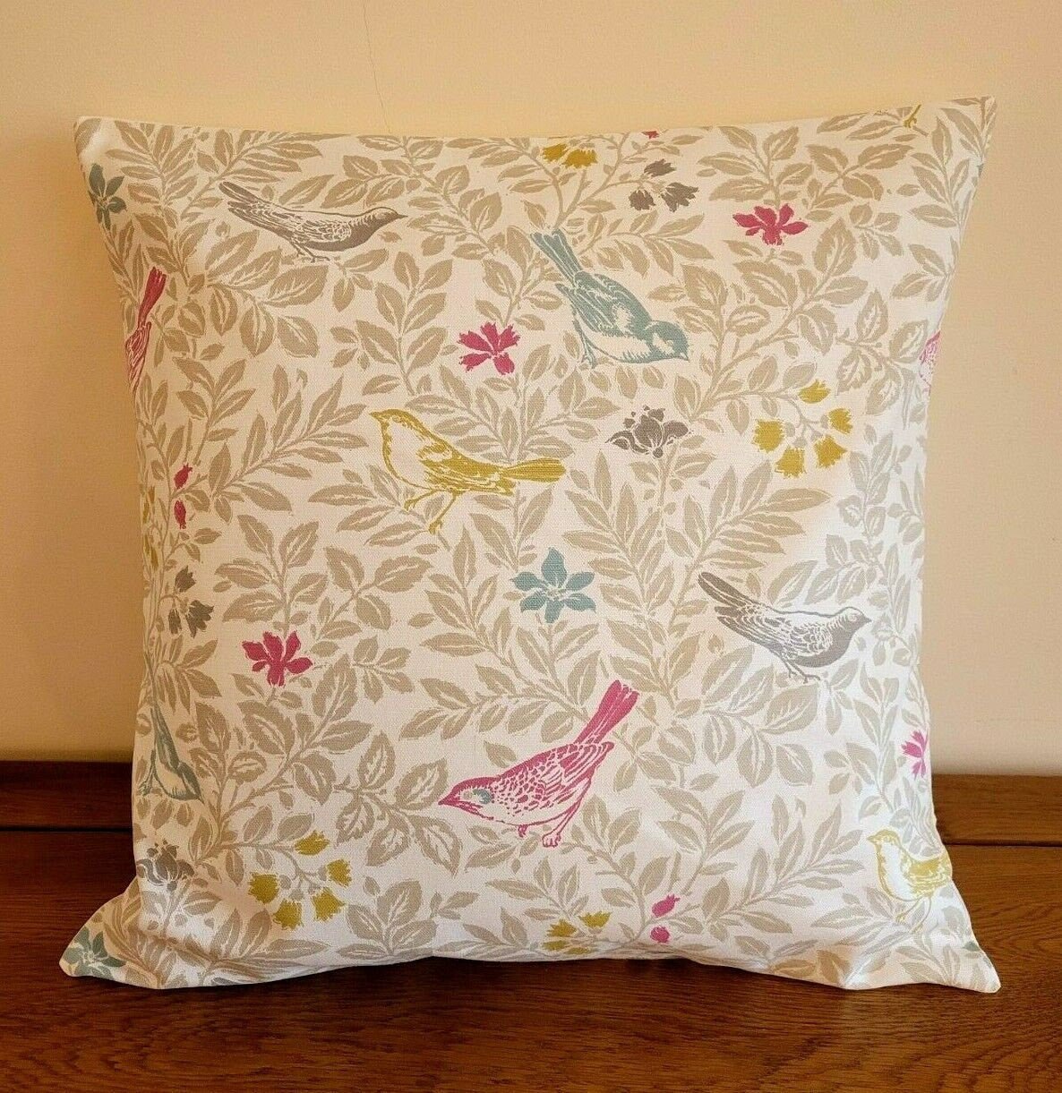 Cushion Cover Bird Song Floral Summer Beige Pink Blue Design 10" 12" 14" 16" 17" 18" 20" 22" 24" 26" Studio G Handmade 100% Cotton - CushionCoverAndDecor