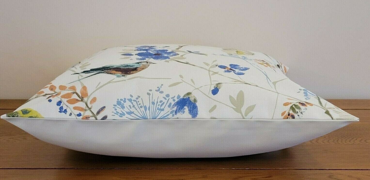 Cushion Cover Birdsong Sapphire Blue Birds Floral Design , Pillow Cover UK 10" 12" 14" 16" 17" 18" 20" 22" 24" 26" - CushionCoverAndDecor