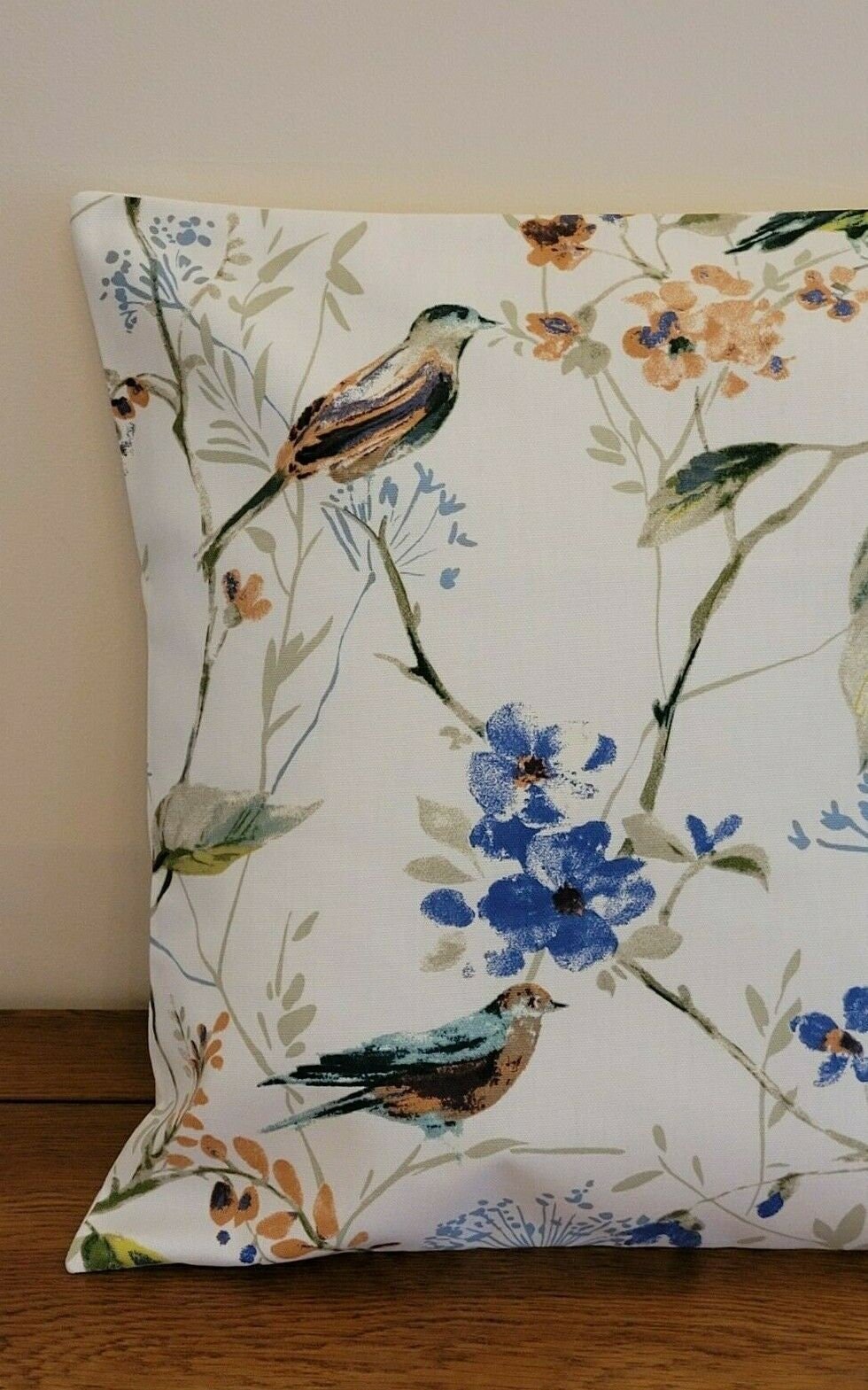 Cushion Cover Birdsong Sapphire Blue Birds Floral Design , Pillow Cover UK 10" 12" 14" 16" 17" 18" 20" 22" 24" 26" - CushionCoverAndDecor