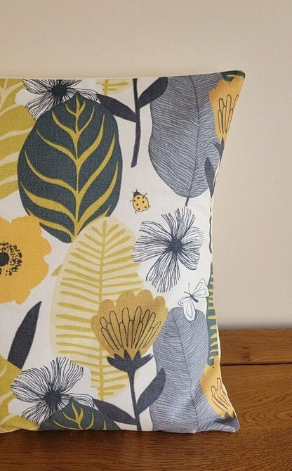 Cushion Cover Blooma Floral Saffron Yellow Design 10" 12" 14" 16" 17" 18" 20" 22" 24" 26" Handmade 100% Cotton - CushionCoverAndDecor