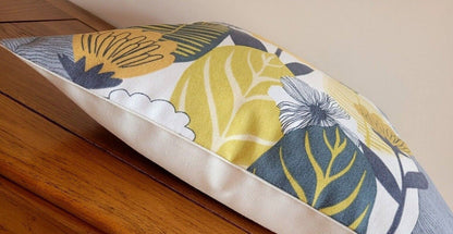 Cushion Cover Blooma Floral Saffron Yellow Design 10" 12" 14" 16" 17" 18" 20" 22" 24" 26" Handmade 100% Cotton - CushionCoverAndDecor