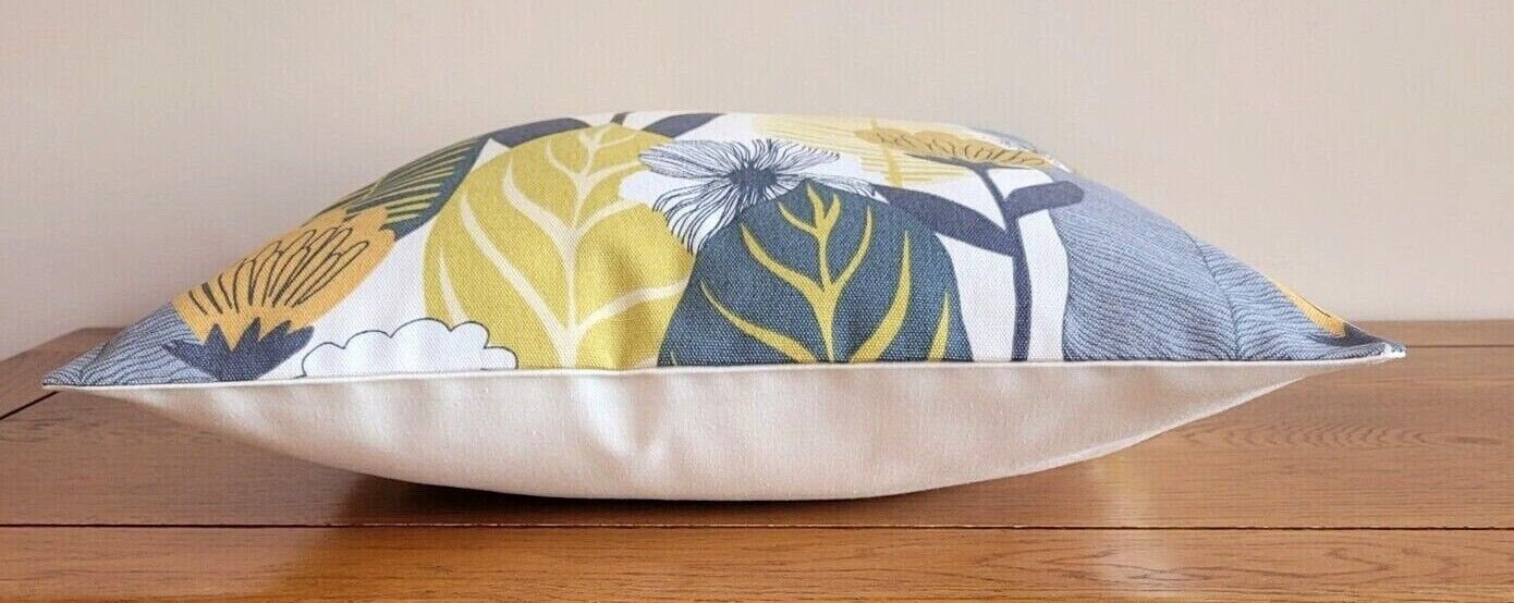 Cushion Cover Blooma Floral Saffron Yellow Design 10" 12" 14" 16" 17" 18" 20" 22" 24" 26" Handmade 100% Cotton - CushionCoverAndDecor