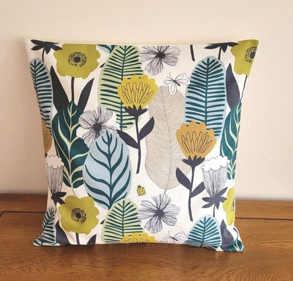 Cushion Cover Blooma Floral Spruce Green Design 10" 12" 14" 16" 17" 18" 20" 22" 24" 26" Handmade 100% Cotton - CushionCoverAndDecor