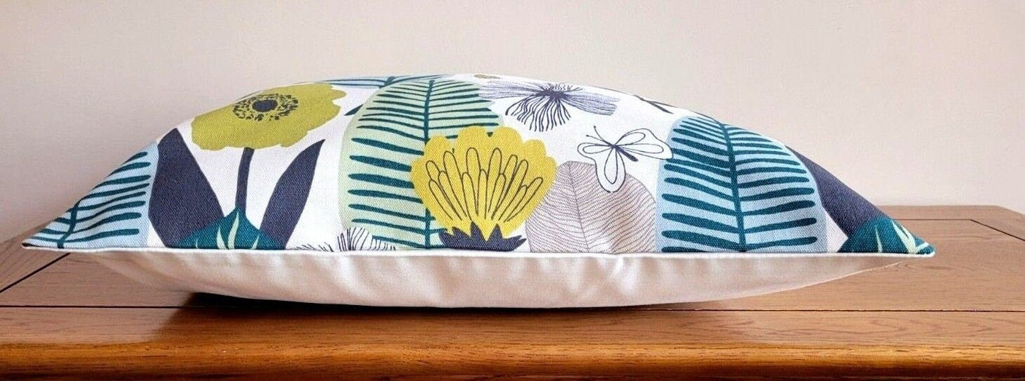 Cushion Cover Blooma Floral Spruce Green Design 10" 12" 14" 16" 17" 18" 20" 22" 24" 26" Handmade 100% Cotton - CushionCoverAndDecor