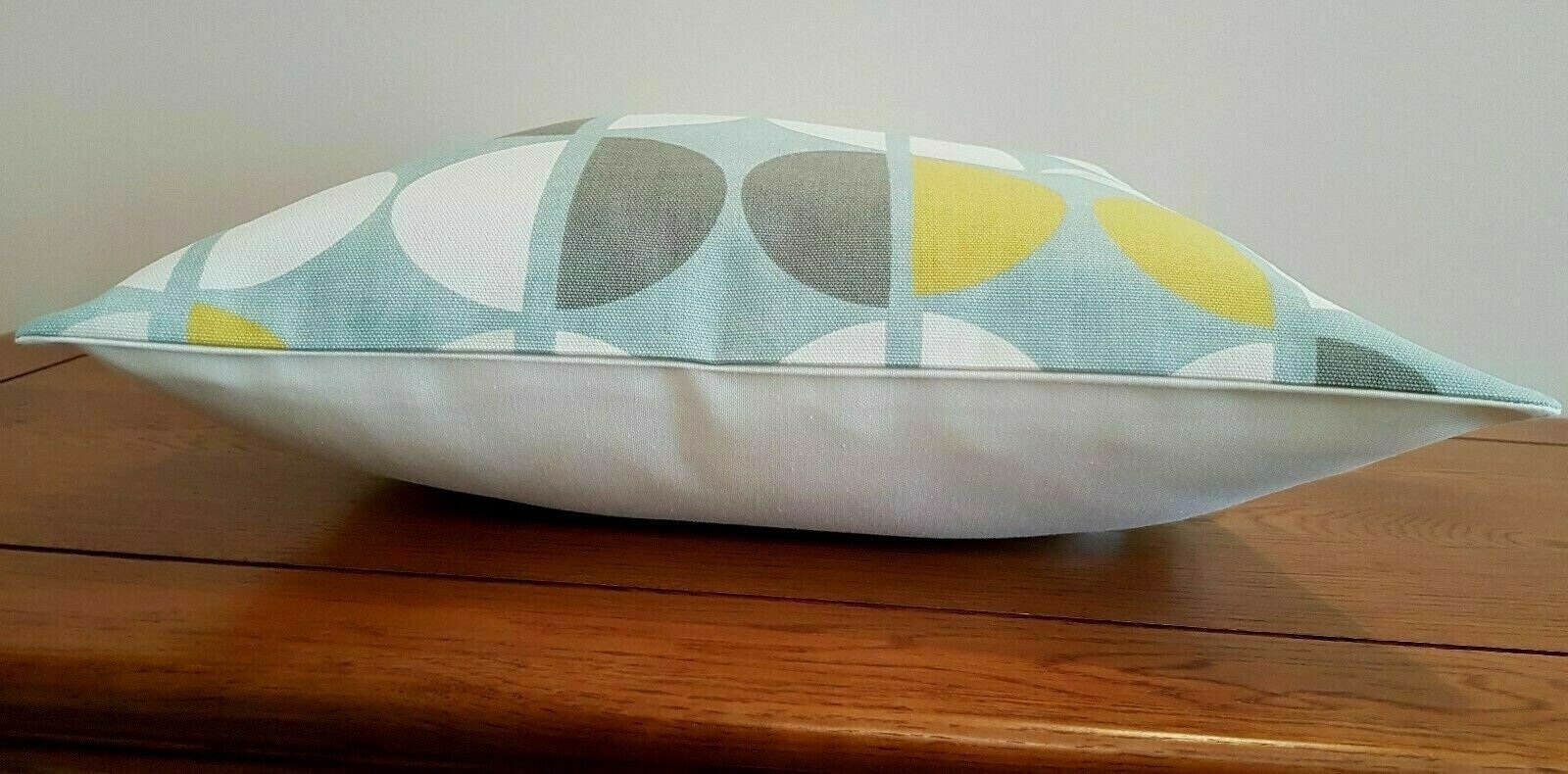 Cushion Cover Blue Duck-Egg Safron White Half Circle Geometric Design 10" 12" 14" 16" 17" 18" 20" 22" 24" 26" Handmade 100% Cotton - CushionCoverAndDecor