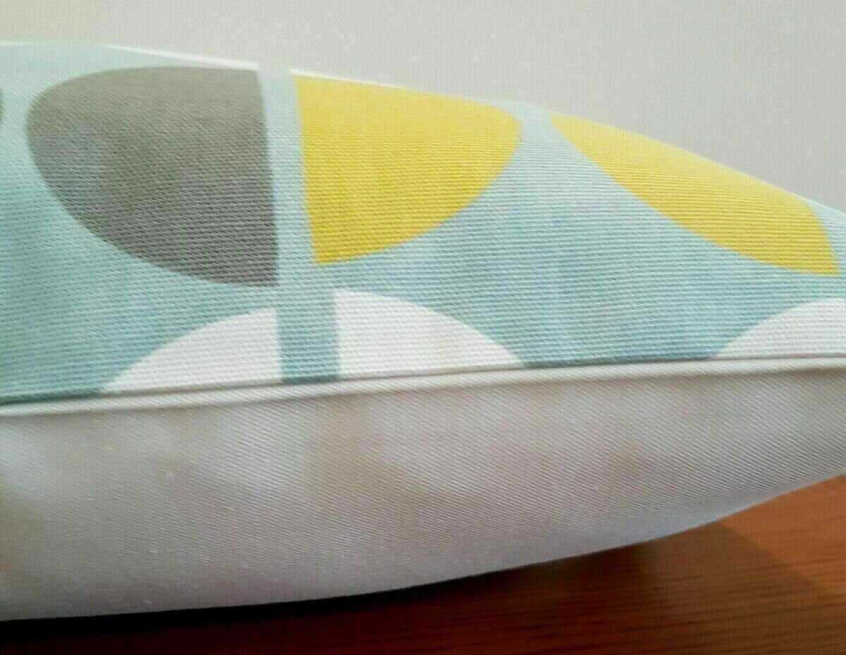 Cushion Cover Blue Duck-Egg Safron White Half Circle Geometric Design 10" 12" 14" 16" 17" 18" 20" 22" 24" 26" Handmade 100% Cotton - CushionCoverAndDecor